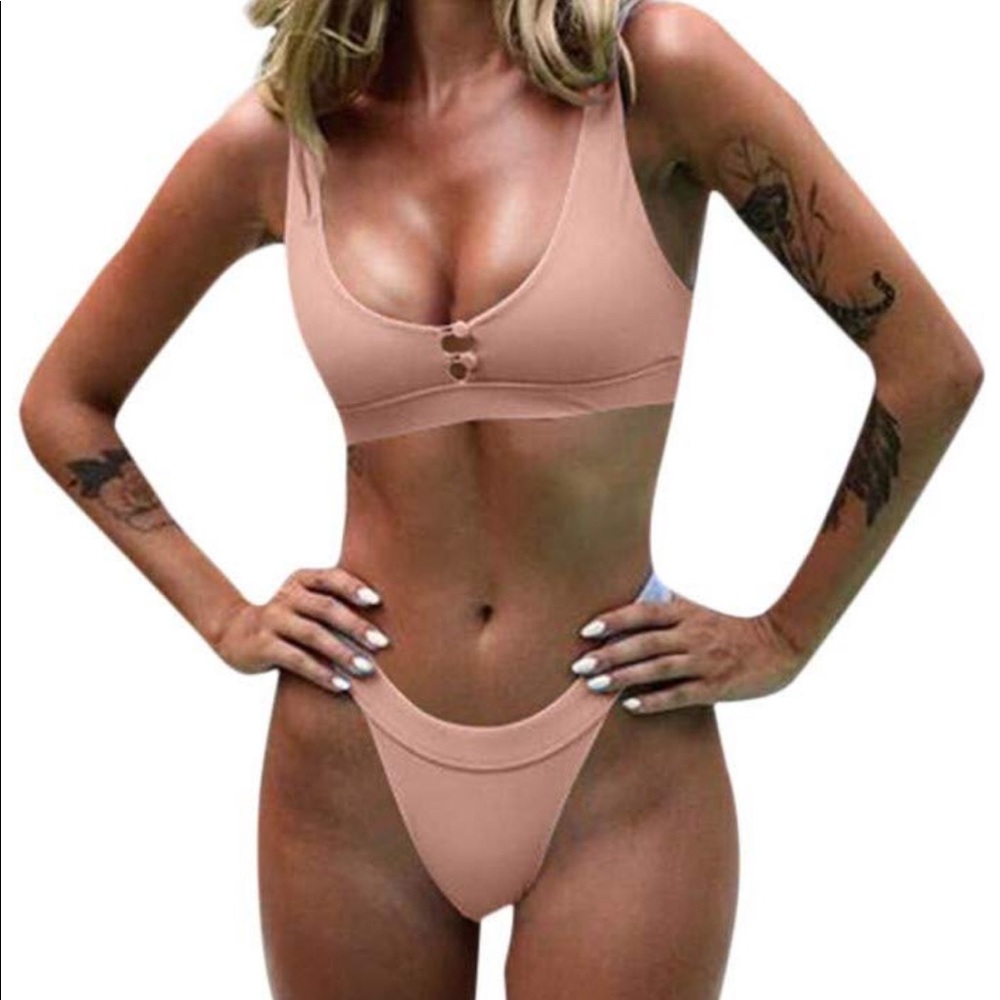 Pink high cut bikini
